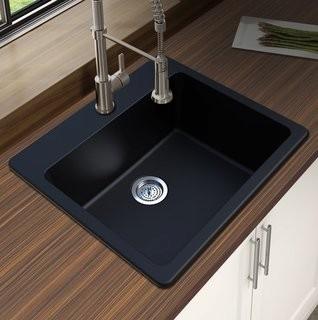 Winpro Granite Quartz 25 x 22 Single Bowl Drop-In Kitchen Sink - Mocha  (WNPQ1001_20307134)