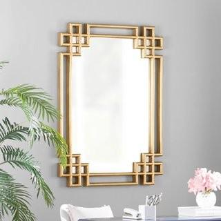 Willa Arlo Interiors Rectangle Gold Wall Mirror (WLAO1117) - 38" x 52" 
