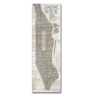 Trademark Fine Art 'New York Parks Map Vertical' Graphic Art Print on Wrapped Canvas (HYT76696_22562566)