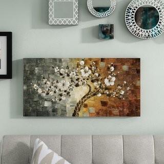 Zipcode Design 'White Tree 02' Painting Print on Wrapped Canvas (ZPCD4117_23642089) - 6" x 12" 