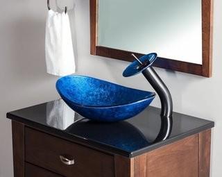 Novatto Azzurro Glass Vessel Bathroom Sink (NOVO1203)