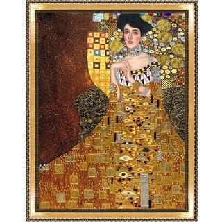 La Pastiche 'Portrait of Adele Bloch-Bauer I, 1907 Metallic Embellished' by Gustav Klimt Framed Painting Print - 34x45(LPAS1309)