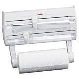 LEIFHEIT WALL MOUNT PAPER TOWEL HOLDER WITH PLASTIC WRAP, FOIL DISPENSER AND SPICE RACK