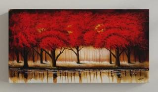 Charlton Home Parade of Red Trees Painting Print on Canvas (CHLH148514956364)