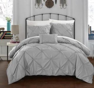 Chic Home Design - 4pc - Duvet cover Set - DS2445 - Grey - Daya