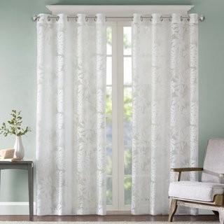 Beachcrest Home Gouverneur Nature/Floral Sheer Grommet Single Curtain Panel (BCMH2860_24113148) - 2 pcs