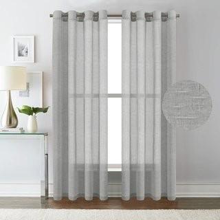 Ivy Bronx Dambrosio Breathable mixed Linen Sheers Nickel Grommet Curtain Panels (IVBX5739_25298980_25298987) - White -