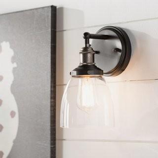 Laurel Foundry Modern Farmhouse Hatherleigh 1-Light Wall Sconce (LRFY2932_19315472) - Rustic Bronze - Clear Glass