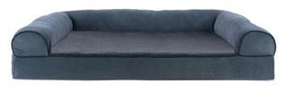 Zoey Tails Faux Fleece and Chenille Soft Woven Orthopedic Dog Sofa (LNA1546_23131725_23168509) - Blue - Large