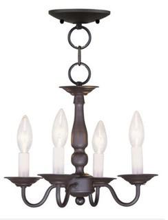 Livex Williamsburgh 4 Light 13 inch Bronze Pendant/Ceiling Mount Ceiling Light 5010-07