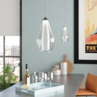 Orren Ellis Hollister Modern Glass Dual Tone 1-Light LED Mini Pendant - Chrome (ORNE2852_23285278)