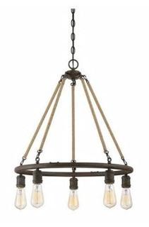 Meridian Rustic Rusty Nail Finish Metal 5-light Chandelier M10012RN