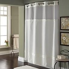 HOOKLESS(R) ESCAPE 71-INCH X 74-INCH FABRIC SHOWER CURTAIN AND SHOWER CURTAIN LINER SET IN WHITE