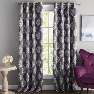 Mistana Kassie Damask Blackout Thermal Grommet Curtain Panels (MTNA4430_25754458_25754455) - Blk Pearl - 52" x 63"