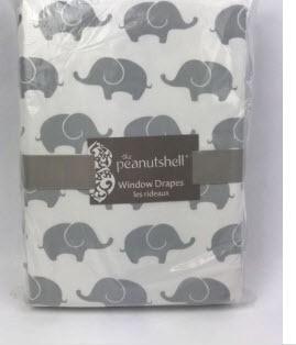 The Peanut Shell Elephant Wildlife Blackout Rod Pocket Curtain Panels (LLP1411) (Set of 2)