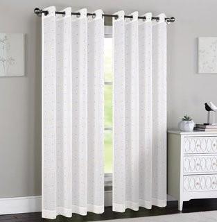 Urbanest Madeline Polka dots Sheer Grommet Curtain Panels - 54" x 84" - Cream (UBNT1131_18769204_18769200)