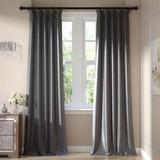 Willa Arlo Interiors Estrada Solid Blackout Vintage Textured Dupioni Rod Pocket Single Curtain Panel (WRLO7540_22808371) - 50" x 108" - Silver - 2pcs