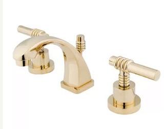 Kingston Brass Claremont Mini Widespread Double Handle Bathroom Faucet with Brass Pop-Up Drain (KBBB1071_11173467) - Brass Finish