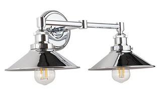Andante Industrial 2-Light Vanity Wall Sconce Fixture with Polished Chrome Metal Shade. LED Edison Bulbs Included. Hardwired, UL Listed Linea di Liara LL-WL427-PC