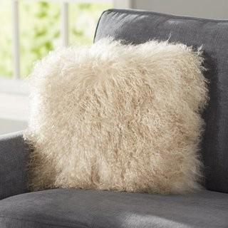 Zipcode Design Becky Mongolian Fur Throw Pillow (ZIPC3287_17628881_17628885) - Oyster