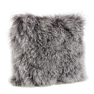 Zipcode Design Becky Mongolian Fur Throw Pillow (ZIPC3287_17628881_17628885) - Charcoal