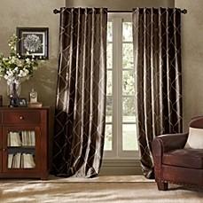 GARRISON EMBROIDERED INTERLINED 95-INCH WINDOW CURTAIN PANEL IN CHOCOLATE