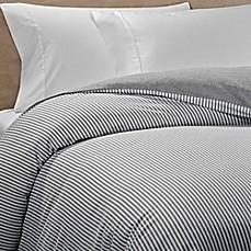 THE SEASONS COLLECTION(R) REVERSIBLE FLANNEL TWIN DUVET COVER IN GREY STRIPE