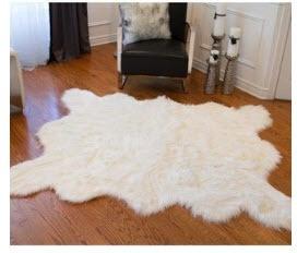 Union Rustic - Faux Sheepskin - Off-White 5' x8' Shayne Faux Sheepskin Off White Area Rug - (UNRS2901)