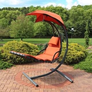 Freeport Park Shelbi Hanging Chaise Lounger with Cushion (FRPK2704) - Orange Cushion