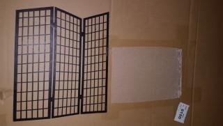 5' Tall Window Pane Shoji- 3 panel Screen - Walnut - FL1056-WA-3-151H