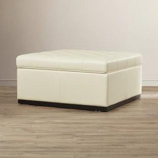 Sunpan Modern 5West Leather Storage Ottoman (SNPN3942_20402087) - Cream