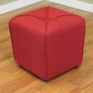 Three Posts Mapletown Upholstered Ottoman (THRE8122_18649722) - Deep Red