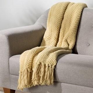 Three Posts Nader Tweed Knitted Throw Blanket (TRPT1913_23236927) - Yellow