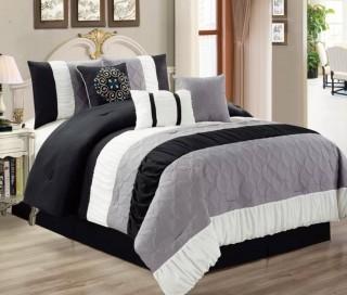 Red Barrel Studio Kastner 7 Piece Comforter Set (RDBL7602_21741934_21741932) - King - Blk -Grey 