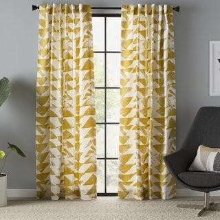 Langley Street Katelyn Printed Cotton Twill Geometric Rod Pocket Single Curtain Panel (LGLY6180_24428958_26856961) - Navy - 50" x96" 
