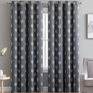 Ivy Bronx Brendle Geometric Blackout Thermal Grommet Curtain Panels (IVBX2970_24134854_24134856) - 52" x 63"  - Navy 