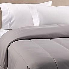 SOLID BOX-STITCH REVERSIBLE FULL/QUEEN COMFORTER IN GREY