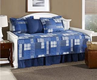 Eddie Bauer Eastmont 5 Piece Quilted Daybed Set 200394, Blue, Twin