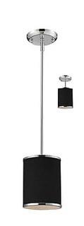 Z-Lite 168-6 Cameo 1 Light Mini Pendant With Black Shade Chrome