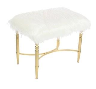 Cole & Grey Metal Faux Fur Accent Stool (CLRB2939)