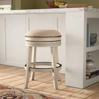 Darby Home Co Stolz 26 Swivel Bar Stool (DRBC5302) - White 