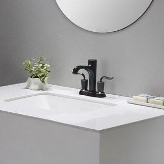 Kraus Elavo Ceramic Rectangular Undermount Bathroom Sink with Overflow (KUS3030) - White