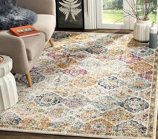 Madison Collection - 5277A - 3' x 5' Multi - Safavieh MAD611B Cream and Multicolored Bohemian Chic Distressed Area Rug