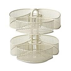 MESH COSMETIC ORGANIZER CAROUSEL WITH REMOVABLE BASKETS IN CREAM