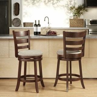 Three Posts Heartwood 24 Swivel Bar Stool (THRE4350_16949290) - Dk Cherry 