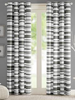 Intelligent Design Sadie Striped Semi-Sheer Grommet Single Curtain Panel (INTD1555_18102707_18129680) - 4 panels - 50" x 63" 