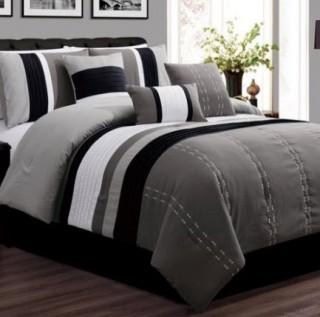 Charlton Home Hoefer Luxor Comforter Set (SDFY1795_27434803_27434802) - King - Blk - grey