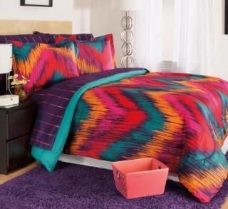 Josh & Posh Kidz Chevron Tie Dye Berry 3 Piece Comforter Set (JOPK101417884677) - Twn