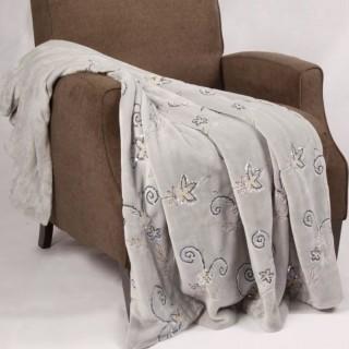 BOON Throw & Blanket Sequin Embroidered Polyester Throw Blanket (NBNF1070_15023207) - 50" x60" - Silver Grey