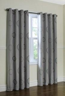 Thermalogic Brooke Printed Geometric Blackout Thermal Grommet Single Curtain Panel (HQY1101_11138160) - 84" Grey